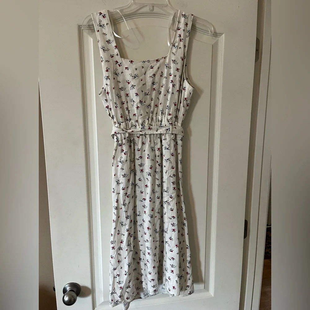 Monteau Rayon/Linen Blend Floral off-White Sleeveless Dress Juniors Size Large - Picture 7 of 15